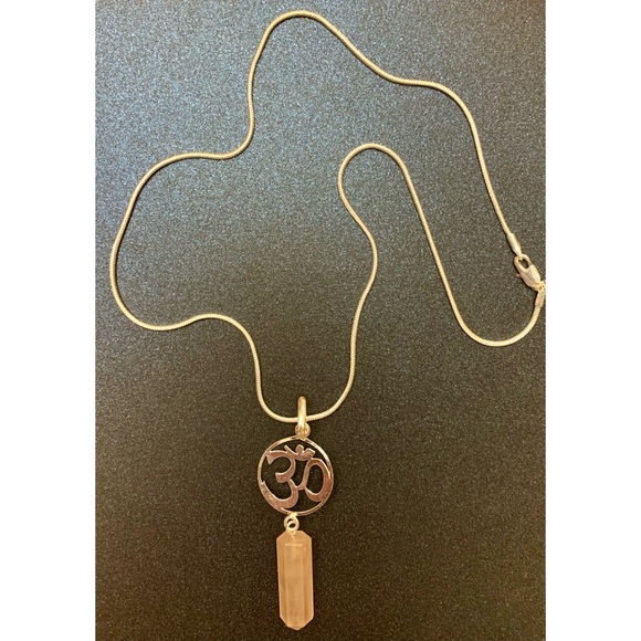 OM Rose Quartz Pendant Necklace - Picture 5 of 6